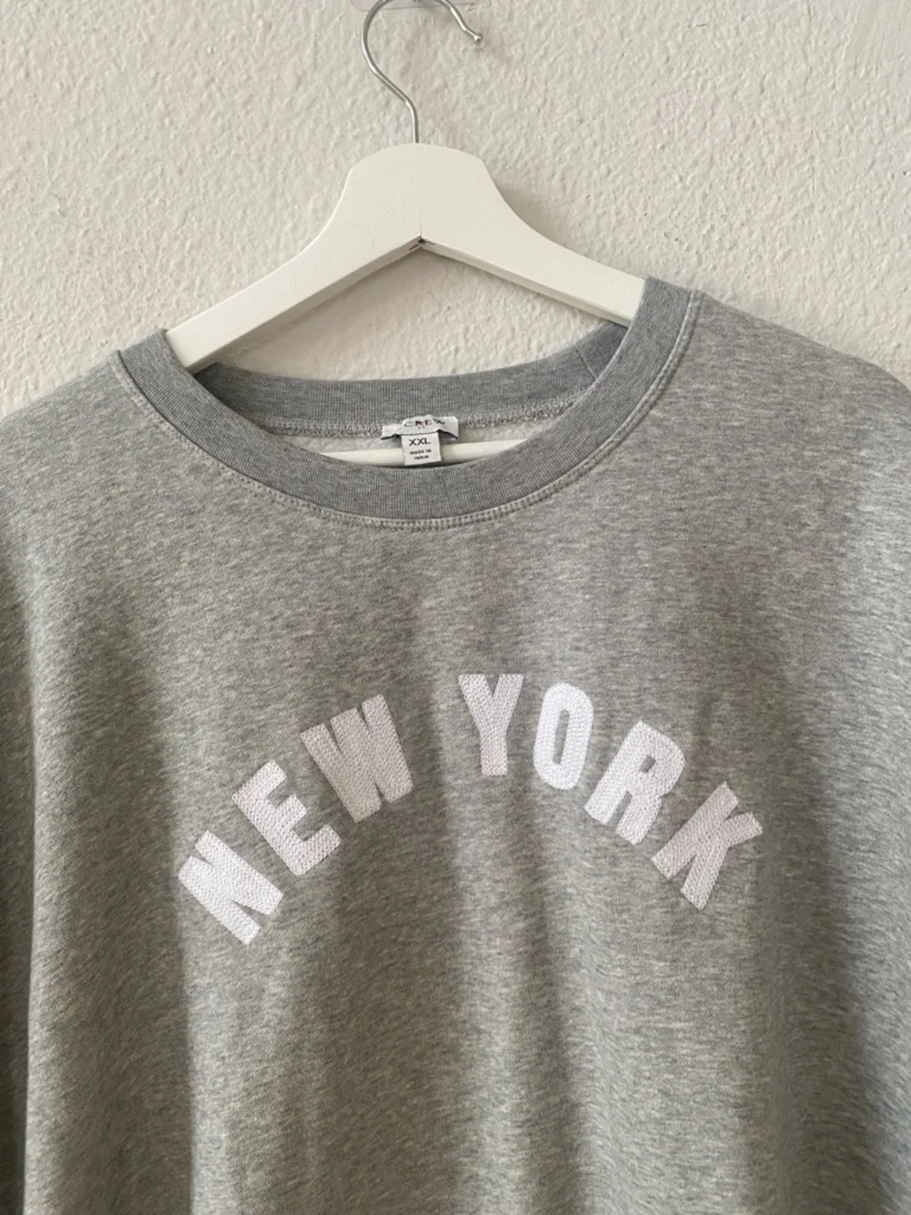 J. CREW Gray New York Embroidered Cotton Crewneck Oversized Sweatshirt XXL
